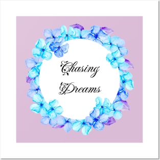 Chasing Dreams Watercolor Floral Wreath Posters and Art